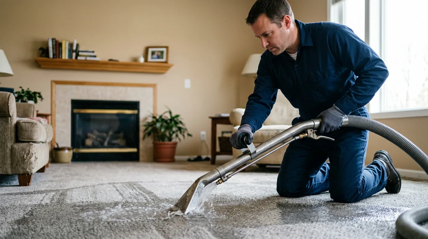 Water damage restoration technician working near Carolina, WV